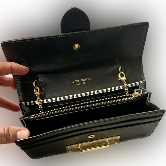 Henri Bendel Black Crossbody Purse with Original gold Chain Strap. - Picture 6 of 12